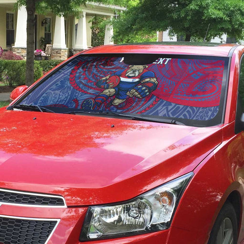 Custom Western Bulldogs Mascot Auto Sun Shade Polynesian Tribal Swirl Dynamic - Bulldog Football