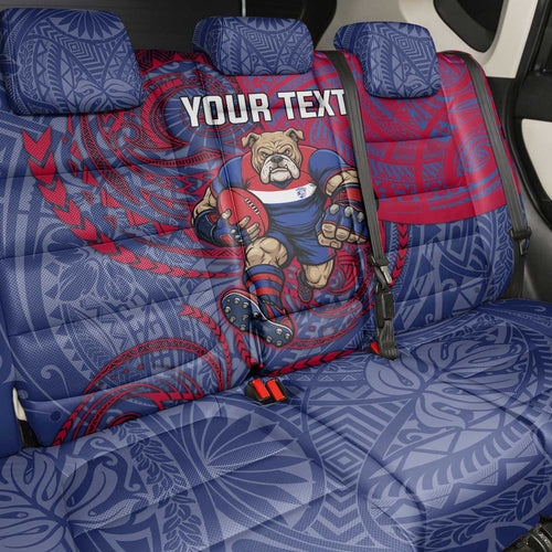 Custom Western Bulldogs Mascot Back Car Seat Cover Polynesian Tribal Swirl Dynamic - Bulldog Football