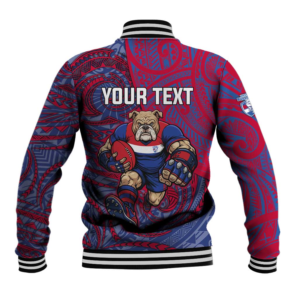 Custom Western Bulldogs Mascot Baseball Jacket Polynesian Tribal Swirl Dynamic - Bulldog Football