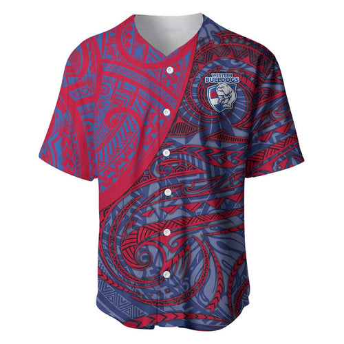 Custom Western Bulldogs Mascot Baseball Jersey Polynesian Tribal Swirl Dynamic - Bulldog Football