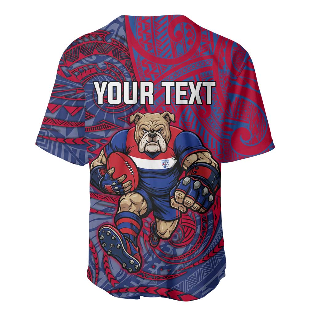 Custom Western Bulldogs Mascot Baseball Jersey Polynesian Tribal Swirl Dynamic - Bulldog Football