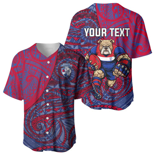 Custom Western Bulldogs Mascot Baseball Jersey Polynesian Tribal Swirl Dynamic - Bulldog Football
