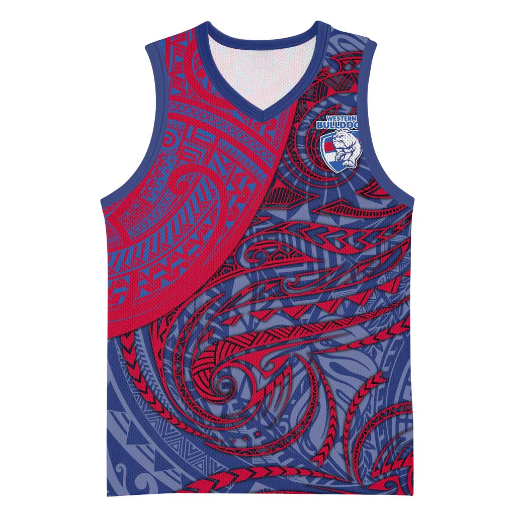 Custom Western Bulldogs Mascot Basketball Jersey Polynesian Tribal Swirl Dynamic - Bulldog Football