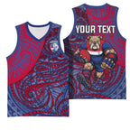 Custom Western Bulldogs Mascot Basketball Jersey Polynesian Tribal Swirl Dynamic - Bulldog Football