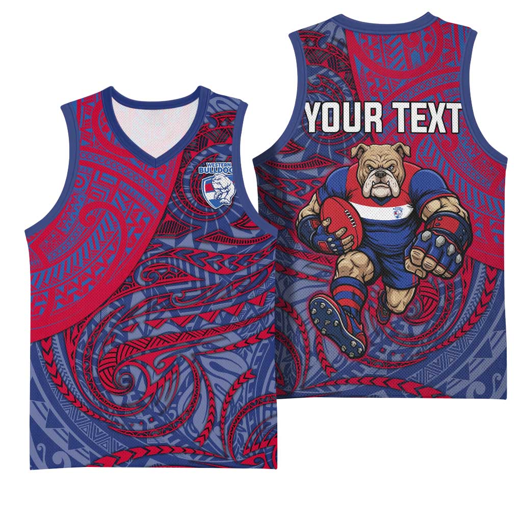 Custom Western Bulldogs Mascot Basketball Jersey Polynesian Tribal Swirl Dynamic - Bulldog Football