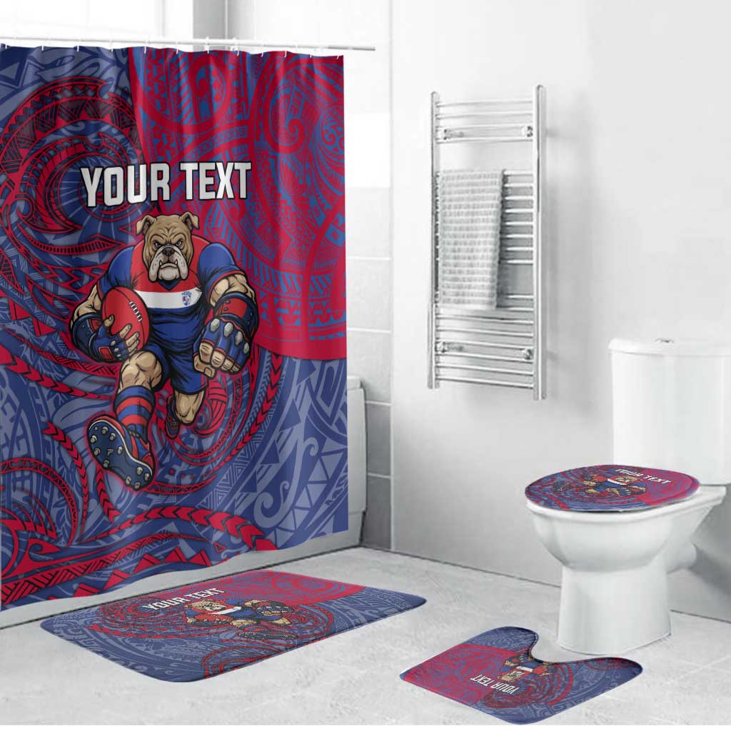 Custom Western Bulldogs Mascot Bathroom Set Polynesian Tribal Swirl Dynamic - Bulldog Football
