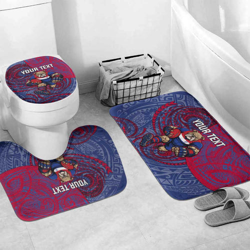 Custom Western Bulldogs Mascot Bathroom Set Polynesian Tribal Swirl Dynamic - Bulldog Football