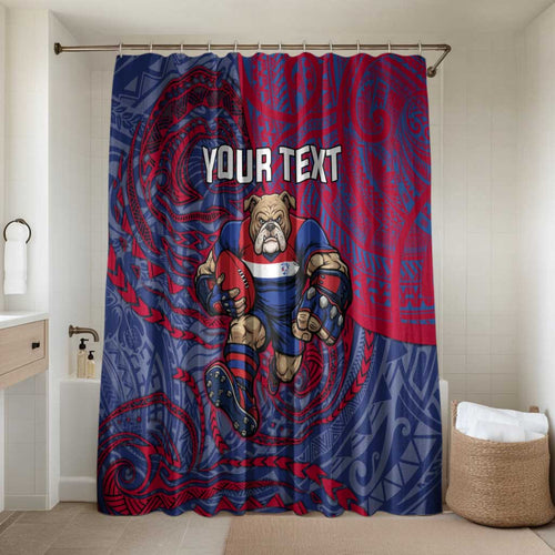 Custom Western Bulldogs Mascot Bathroom Set Polynesian Tribal Swirl Dynamic - Bulldog Football