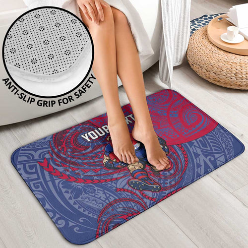 Custom Western Bulldogs Mascot Bathroom Set Polynesian Tribal Swirl Dynamic - Bulldog Football