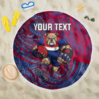 Custom Western Bulldogs Mascot Beach Blanket Polynesian Tribal Swirl Dynamic - Bulldog Football