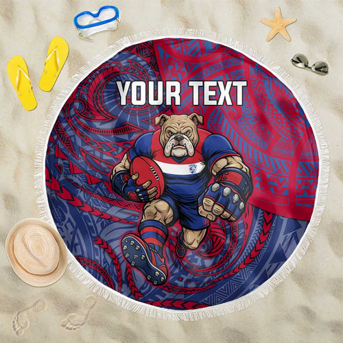 Custom Western Bulldogs Mascot Beach Blanket Polynesian Tribal Swirl Dynamic - Bulldog Football