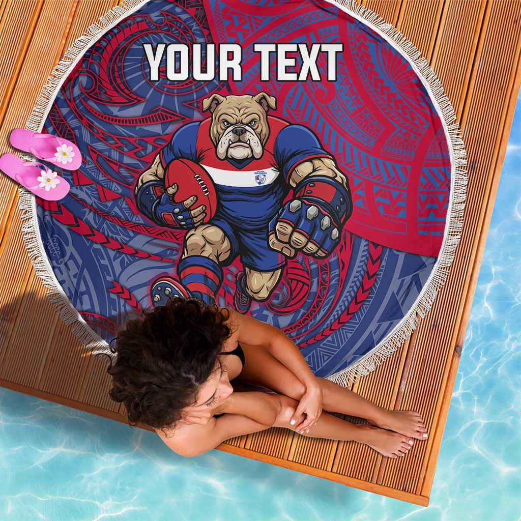 Custom Western Bulldogs Mascot Beach Blanket Polynesian Tribal Swirl Dynamic - Bulldog Football