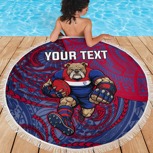 Custom Western Bulldogs Mascot Beach Blanket Polynesian Tribal Swirl Dynamic - Bulldog Football