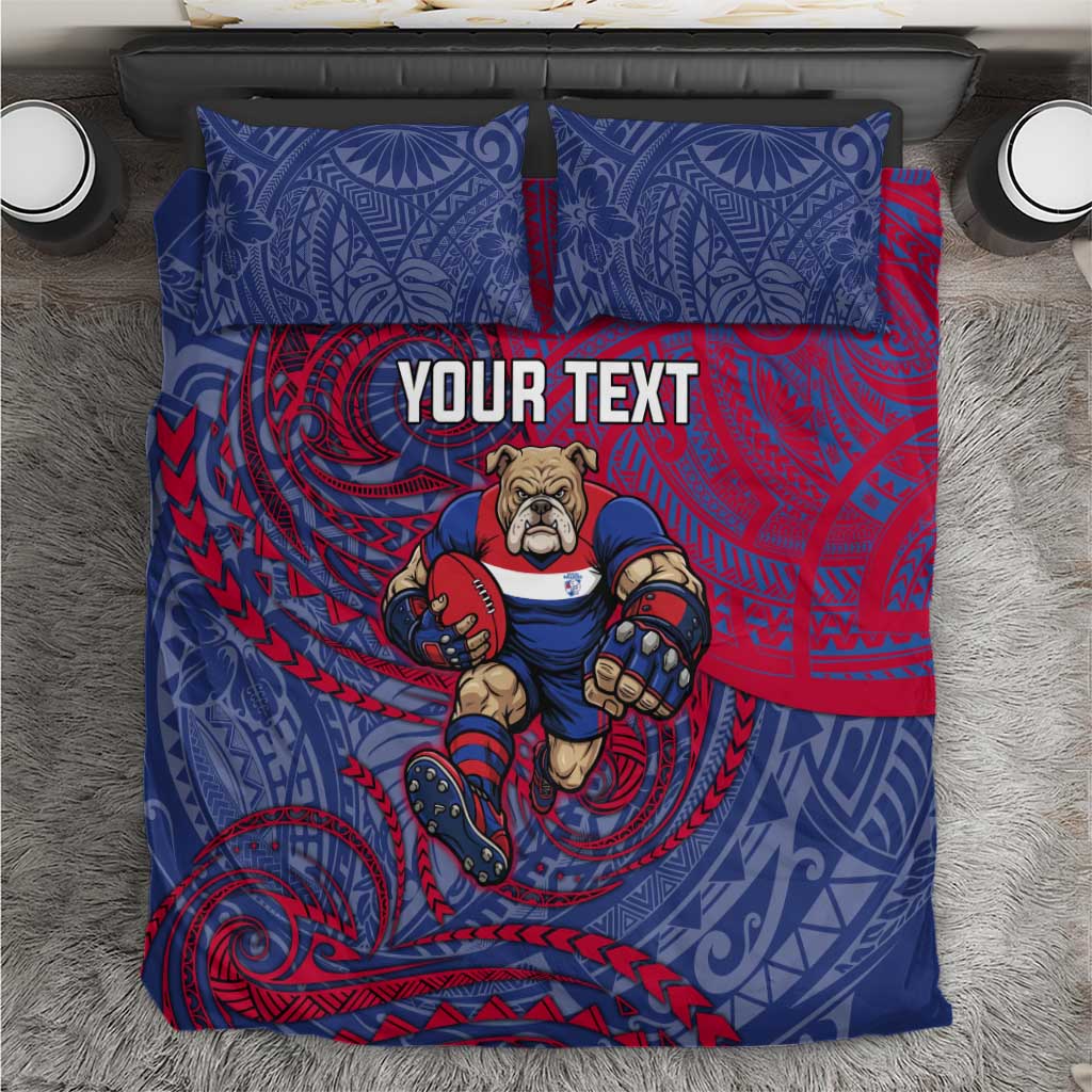 Custom Western Bulldogs Mascot Bedding Set Polynesian Tribal Swirl Dynamic - Bulldog Football