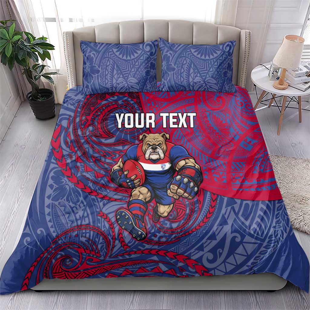 Custom Western Bulldogs Mascot Bedding Set Polynesian Tribal Swirl Dynamic - Bulldog Football