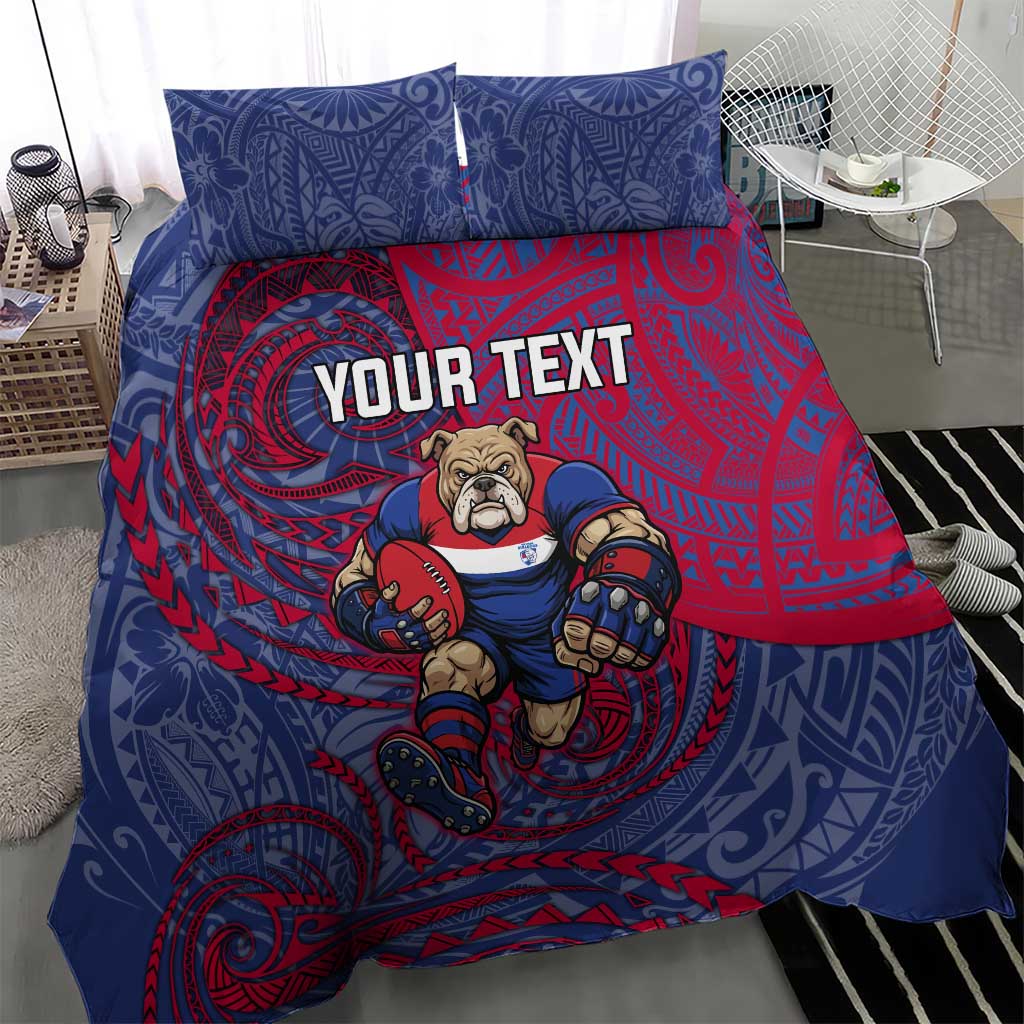 Custom Western Bulldogs Mascot Bedding Set Polynesian Tribal Swirl Dynamic - Bulldog Football