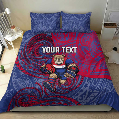 Custom Western Bulldogs Mascot Bedding Set Polynesian Tribal Swirl Dynamic - Bulldog Football