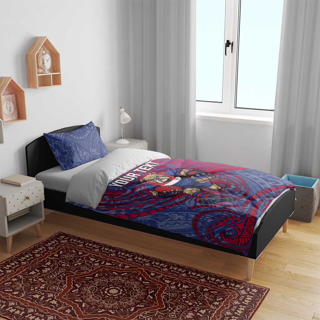 Custom Western Bulldogs Mascot Bedding Set Polynesian Tribal Swirl Dynamic - Bulldog Football