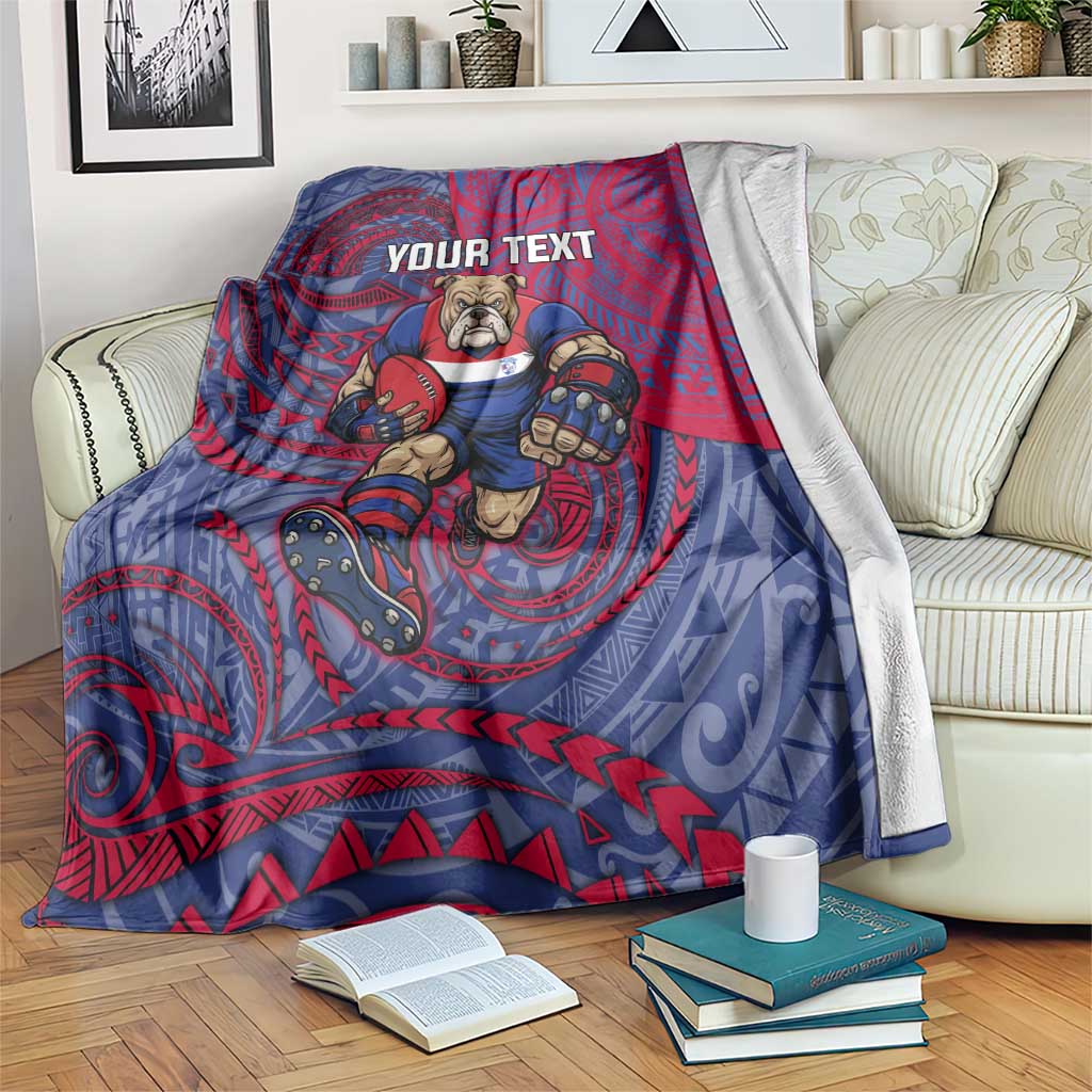 Custom Western Bulldogs Mascot Blanket Polynesian Tribal Swirl Dynamic - Bulldog Football