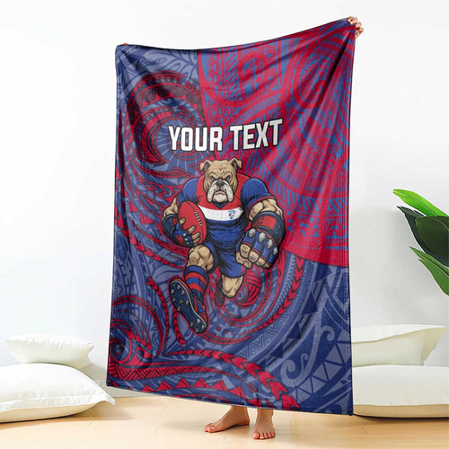Custom Western Bulldogs Mascot Blanket Polynesian Tribal Swirl Dynamic - Bulldog Football