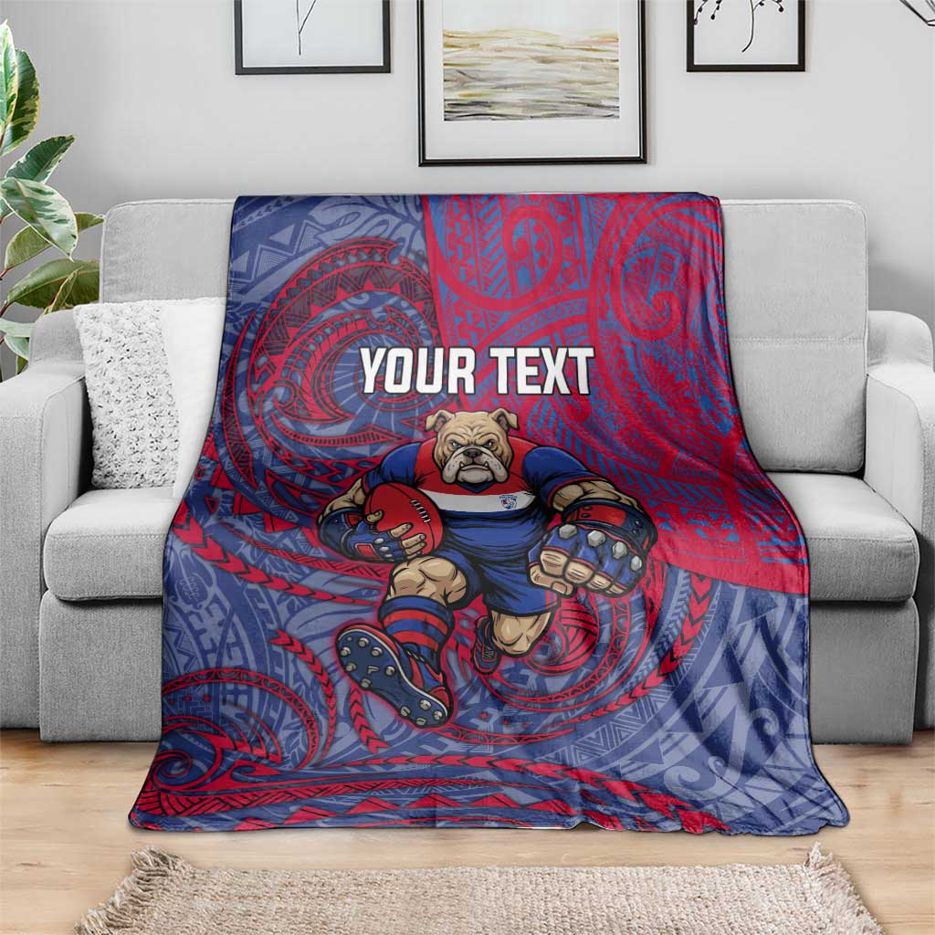 Custom Western Bulldogs Mascot Blanket Polynesian Tribal Swirl Dynamic - Bulldog Football