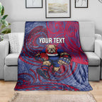 Custom Western Bulldogs Mascot Blanket Polynesian Tribal Swirl Dynamic - Bulldog Football
