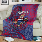 Custom Western Bulldogs Mascot Blanket Polynesian Tribal Swirl Dynamic - Bulldog Football