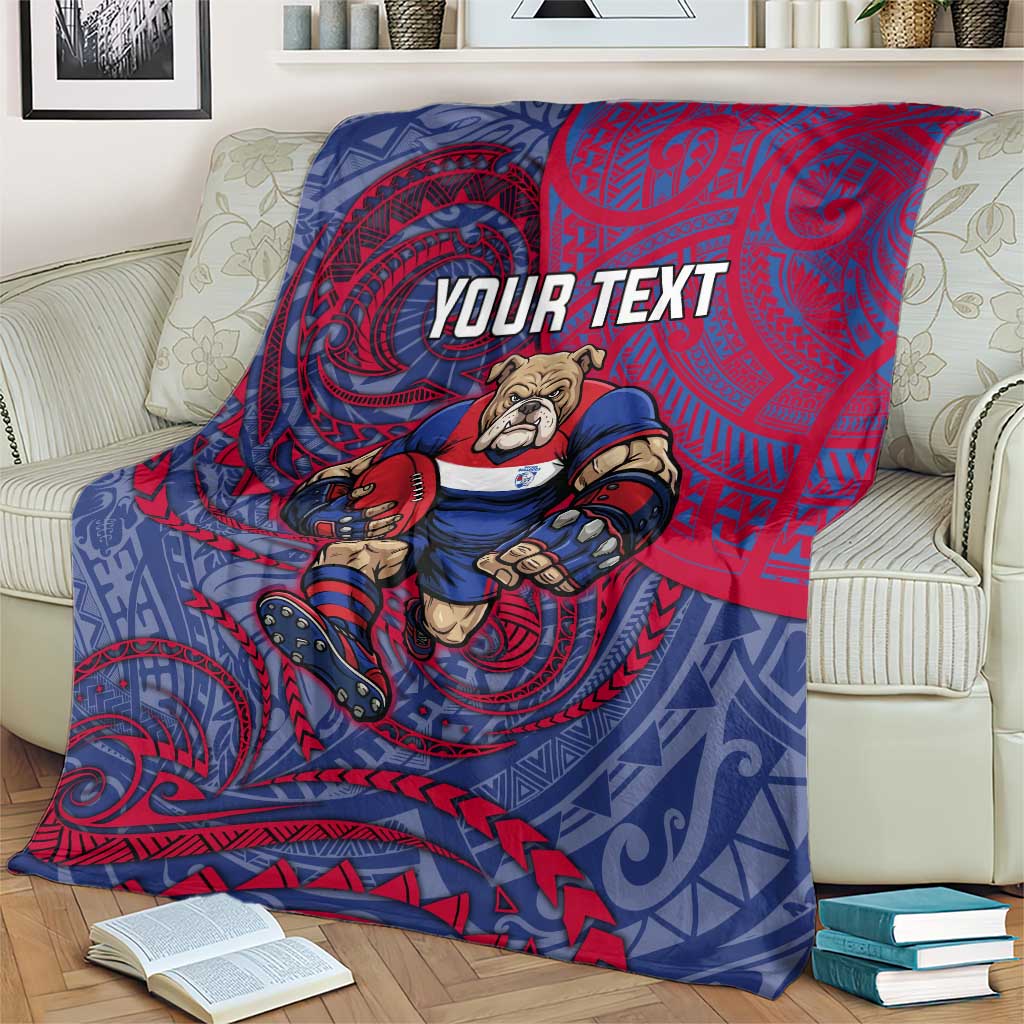 Custom Western Bulldogs Mascot Blanket Polynesian Tribal Swirl Dynamic - Bulldog Football