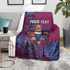 Custom Western Bulldogs Mascot Blanket Polynesian Tribal Swirl Dynamic - Bulldog Football