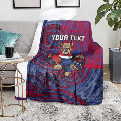 Custom Western Bulldogs Mascot Blanket Polynesian Tribal Swirl Dynamic - Bulldog Football