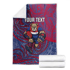 Custom Western Bulldogs Mascot Blanket Polynesian Tribal Swirl Dynamic - Bulldog Football