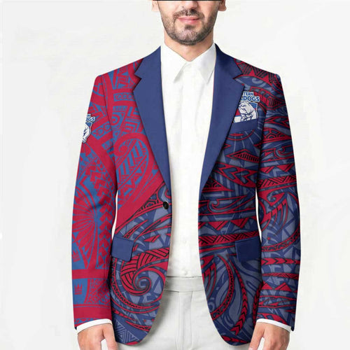 Custom Western Bulldogs Mascot Blazer Polynesian Tribal Swirl Dynamic - Bulldog Football