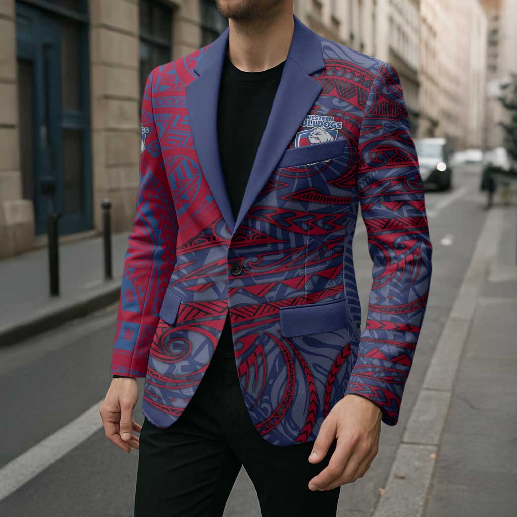 Custom Western Bulldogs Mascot Blazer Polynesian Tribal Swirl Dynamic - Bulldog Football
