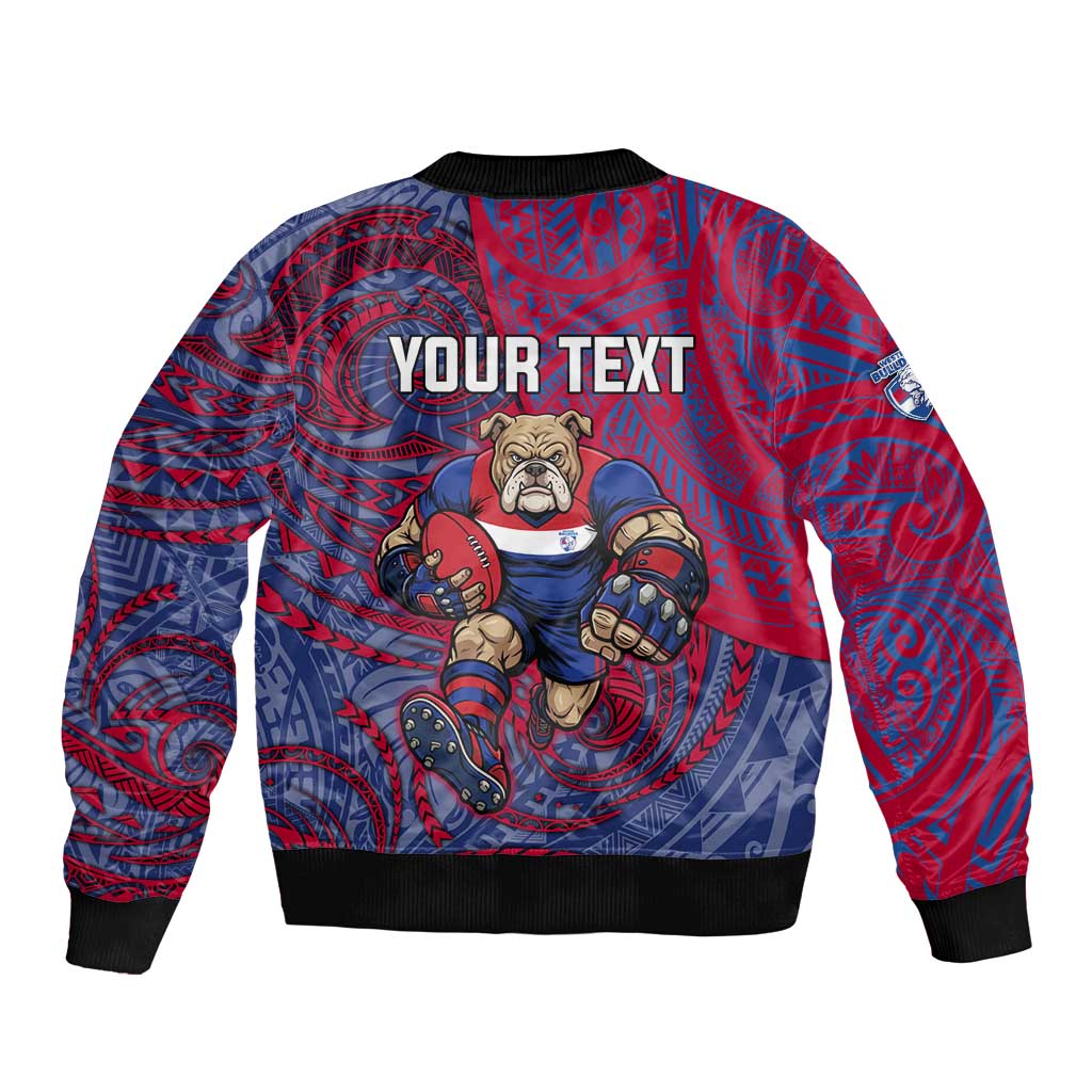 Custom Western Bulldogs Mascot Bomber Jacket Polynesian Tribal Swirl Dynamic - Bulldog Football