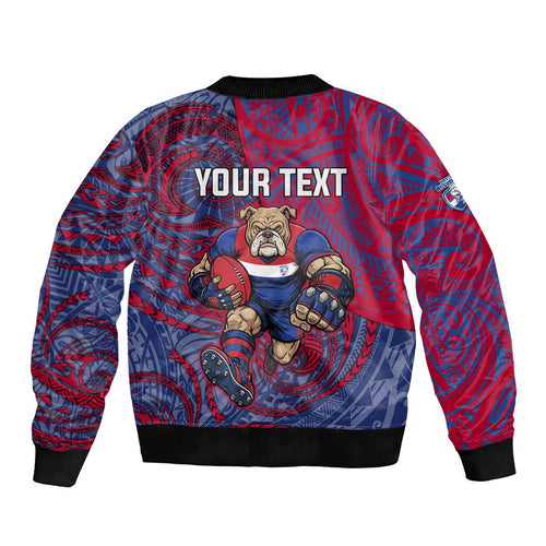 Custom Western Bulldogs Mascot Bomber Jacket Polynesian Tribal Swirl Dynamic - Bulldog Football