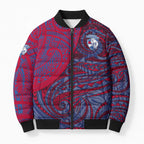 Custom Western Bulldogs Mascot Bomber Puffer Jacket Polynesian Tribal Swirl Dynamic - Bulldog Football