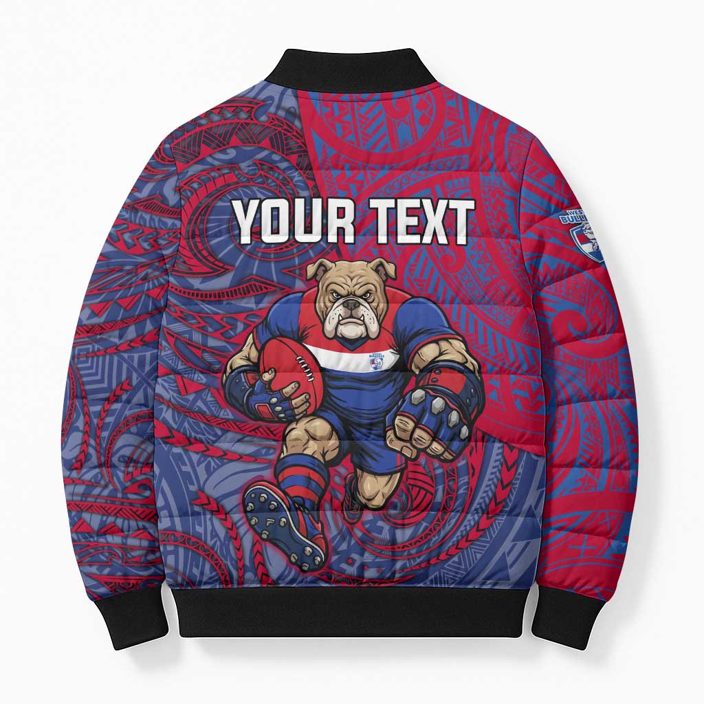 Custom Western Bulldogs Mascot Bomber Puffer Jacket Polynesian Tribal Swirl Dynamic - Bulldog Football