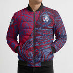 Custom Western Bulldogs Mascot Bomber Puffer Jacket Polynesian Tribal Swirl Dynamic - Bulldog Football