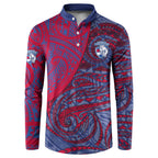 Custom Western Bulldogs Mascot Button Sweatshirt Polynesian Tribal Swirl Dynamic - Bulldog Football