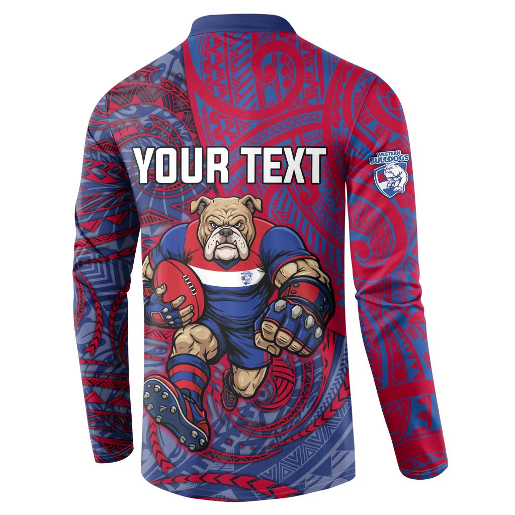 Custom Western Bulldogs Mascot Button Sweatshirt Polynesian Tribal Swirl Dynamic - Bulldog Football
