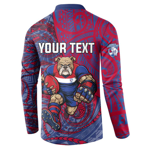 Custom Western Bulldogs Mascot Button Sweatshirt Polynesian Tribal Swirl Dynamic - Bulldog Football