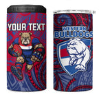 Custom Western Bulldogs Mascot 4 in 1 Can Cooler Tumbler Polynesian Tribal Swirl Dynamic - Bulldog Football