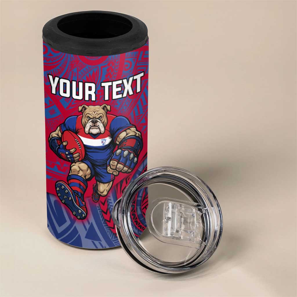 Custom Western Bulldogs Mascot 4 in 1 Can Cooler Tumbler Polynesian Tribal Swirl Dynamic - Bulldog Football