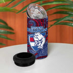 Custom Western Bulldogs Mascot 4 in 1 Can Cooler Tumbler Polynesian Tribal Swirl Dynamic - Bulldog Football