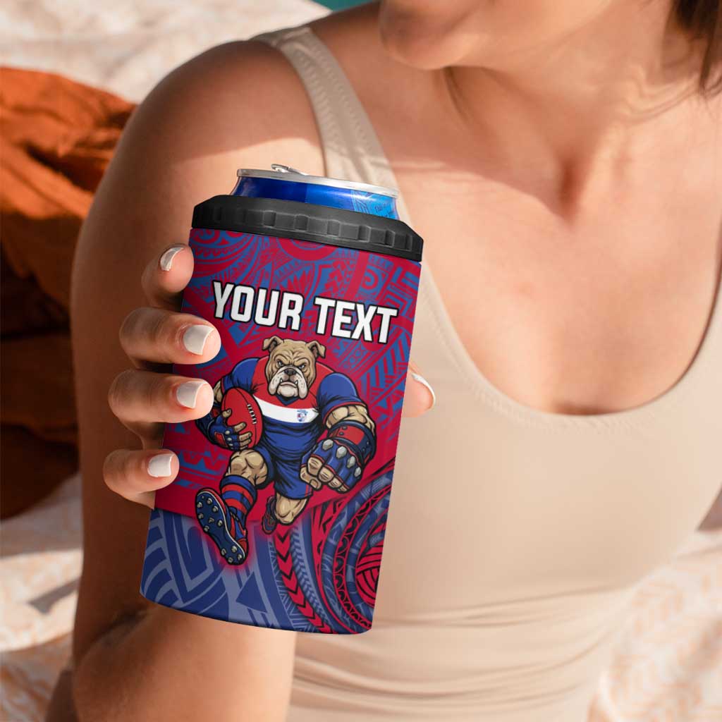 Custom Western Bulldogs Mascot 4 in 1 Can Cooler Tumbler Polynesian Tribal Swirl Dynamic - Bulldog Football