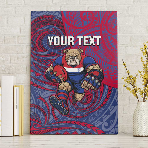 Custom Western Bulldogs Mascot Canvas Wall Art Polynesian Tribal Swirl Dynamic - Bulldog Football