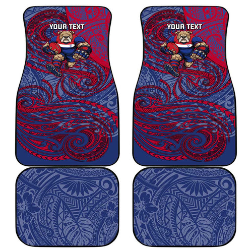 Custom Western Bulldogs Mascot Car Mats Polynesian Tribal Swirl Dynamic - Bulldog Football