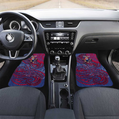 Custom Western Bulldogs Mascot Car Mats Polynesian Tribal Swirl Dynamic - Bulldog Football