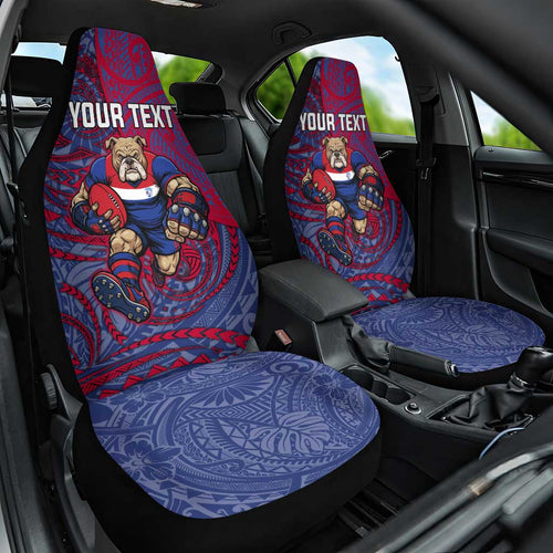 Custom Western Bulldogs Mascot Car Seat Cover Polynesian Tribal Swirl Dynamic - Bulldog Football