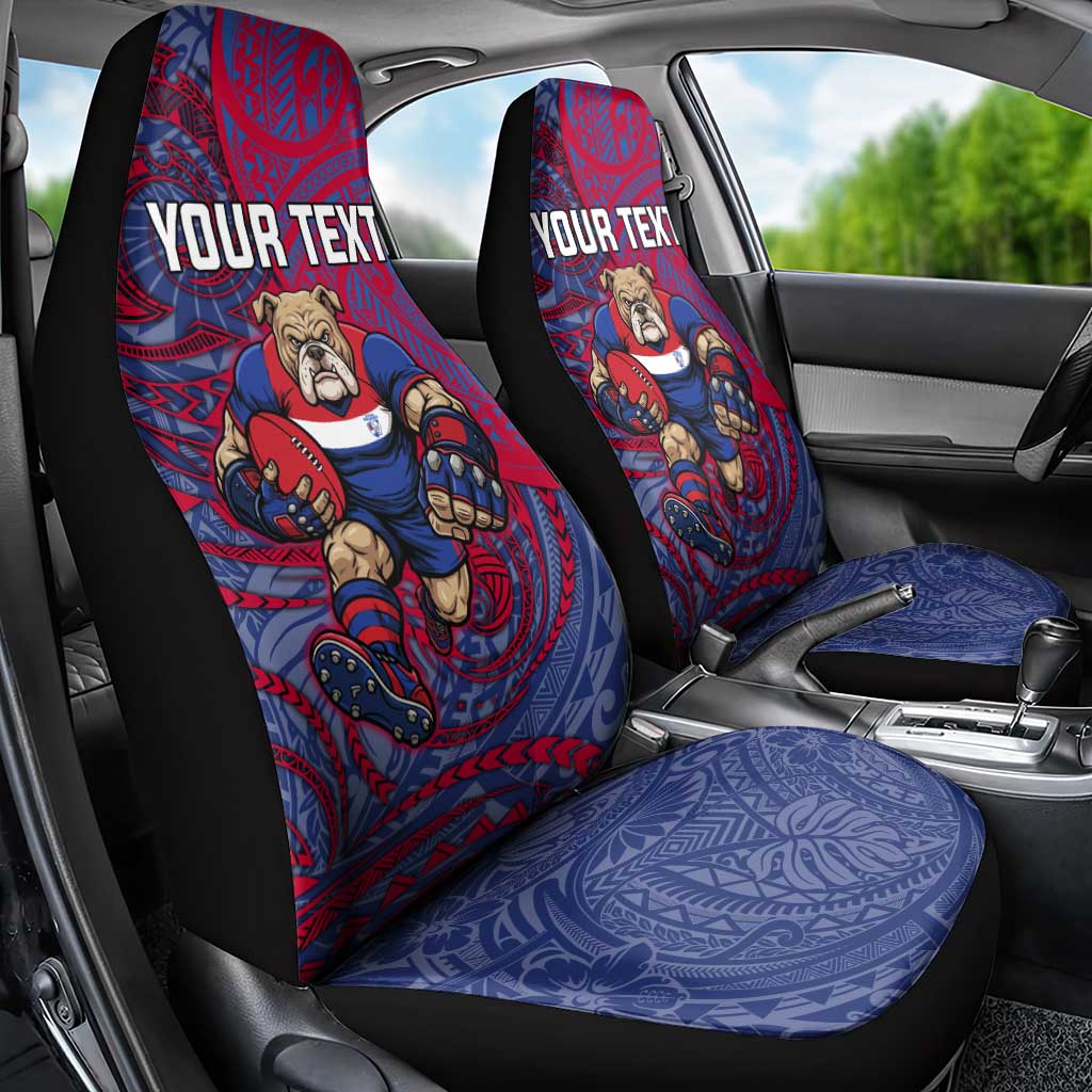 Custom Western Bulldogs Mascot Car Seat Cover Polynesian Tribal Swirl Dynamic - Bulldog Football